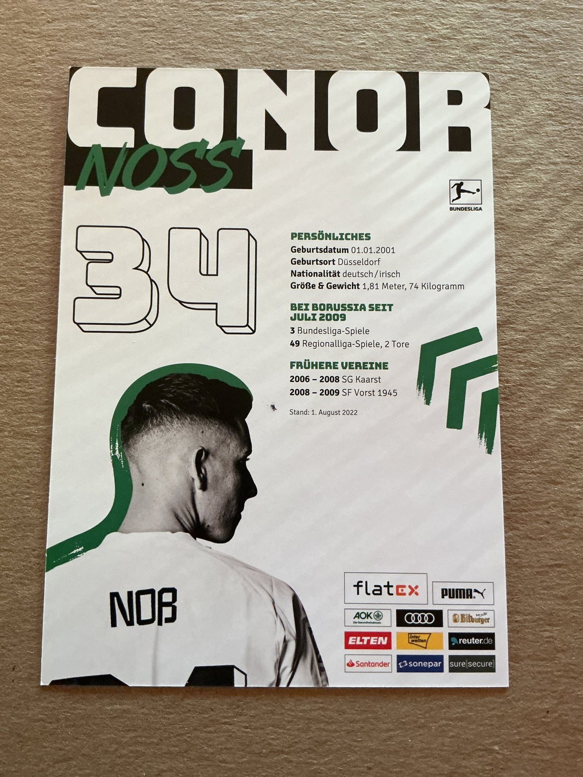 Conor Noß, Ireland 🇮🇪 Borussia Mönchengladbach 2022/23 hand signed - Autographs-World