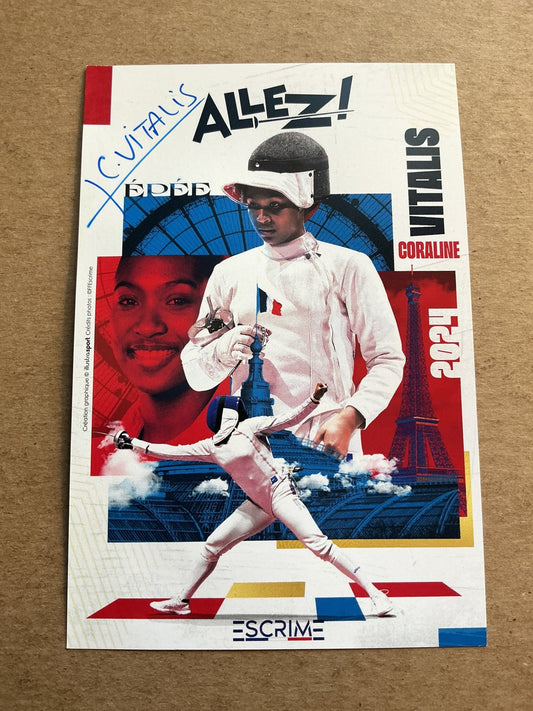 Coraline Vitalis, France 🇫🇷 Fencing Summer Olympics 2024 hand signed - Autographs-World