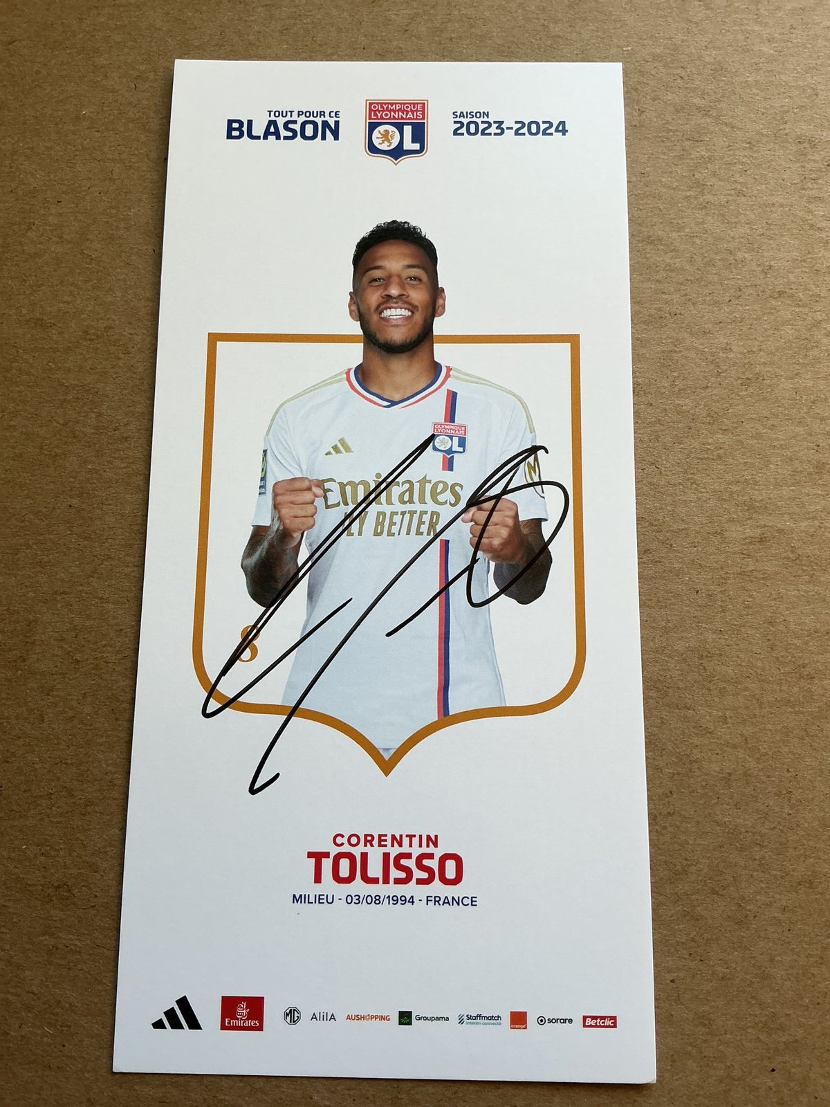 Corentin Tolisso, France 🇫🇷 Olympique Lyon 2023/24 hand signed - Autographs-World