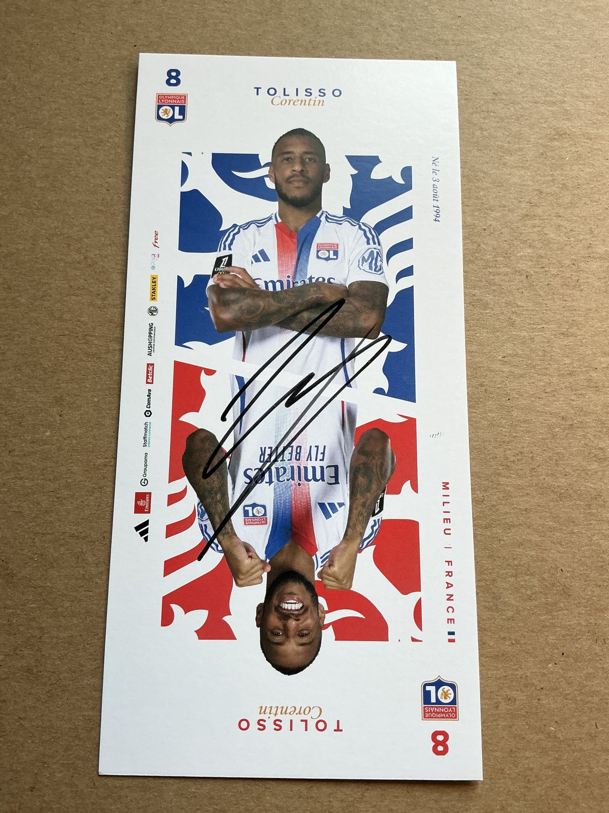 Corentin Tolisso, France 🇫🇷 Olympique Lyon 2024/25 hand signed - Autographs-World