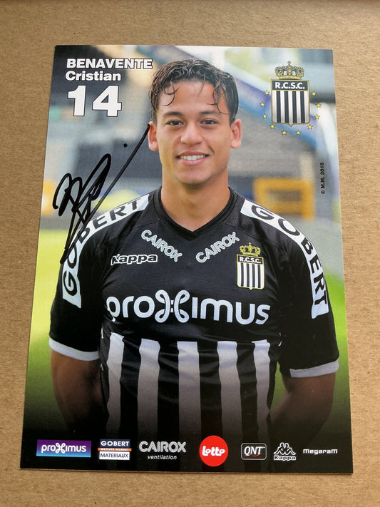 Cristian Benevente, Peru 🇵🇪 Sporting Charleroi 2018/19 hand signed - Autographs-World
