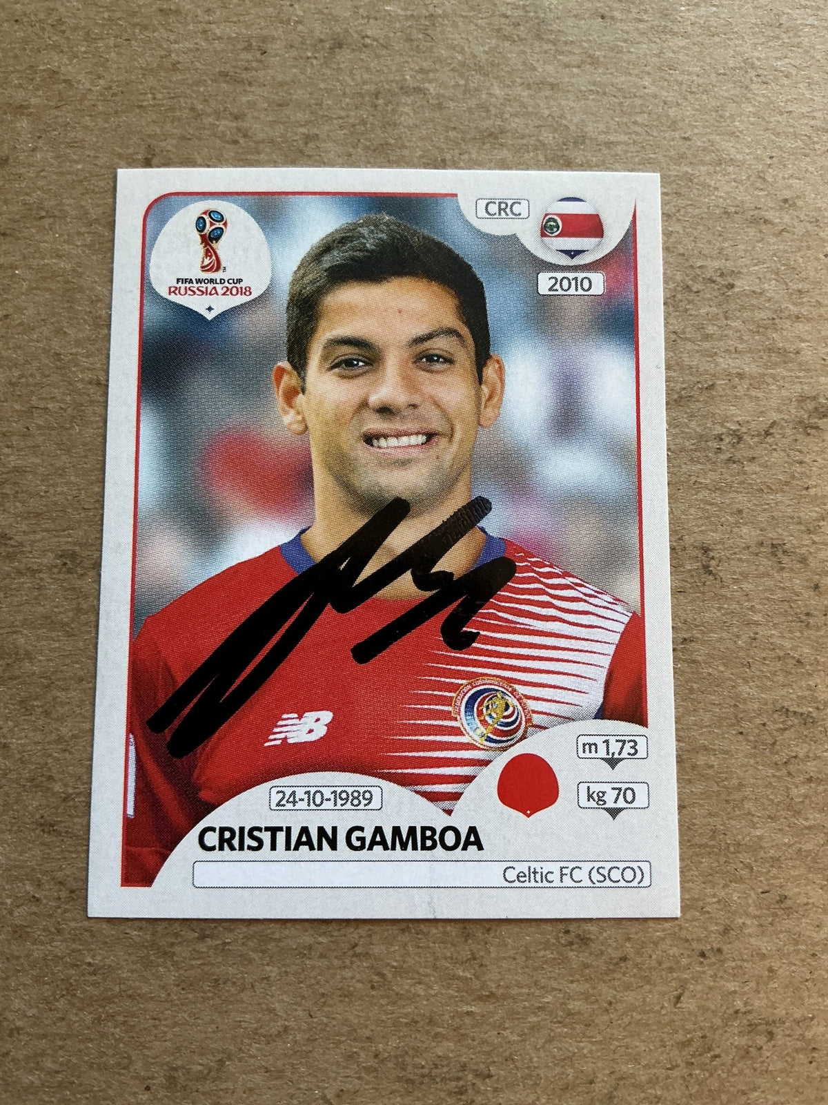 Cristian Gamboa, Costa Rica 🇨🇷 FIFA World Cup 2018 Panini hand signed - Autographs-World