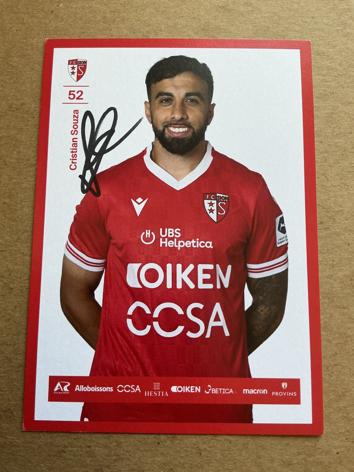 Cristian Souza, Uruguay 🇺🇾 FC Sion 2024/25 hand signed - Autographs-World