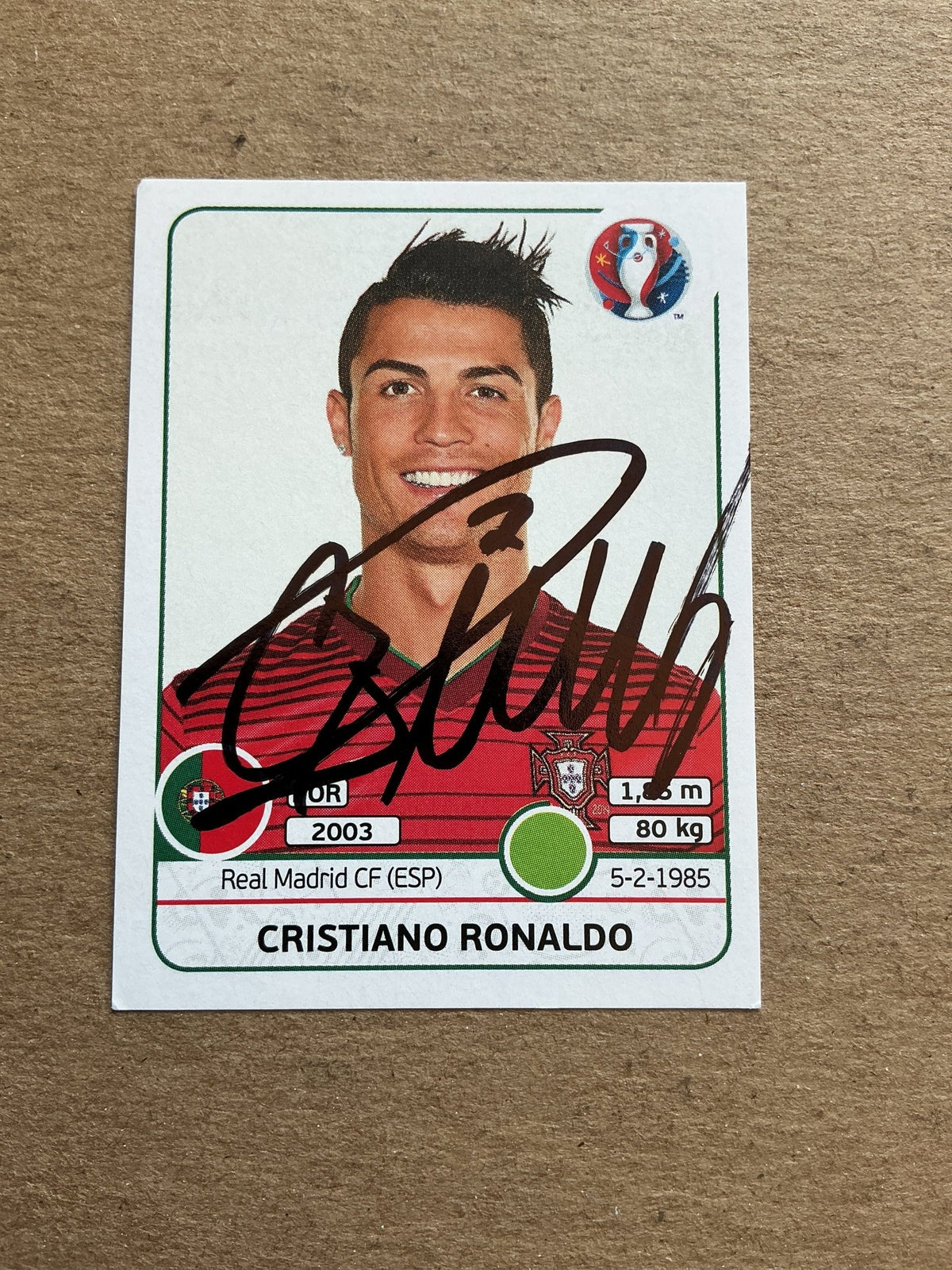 Cristiano Ronaldo, Portugal 🇵🇹 UEFA Euro 2016 Panini hand signed - Autographs-World