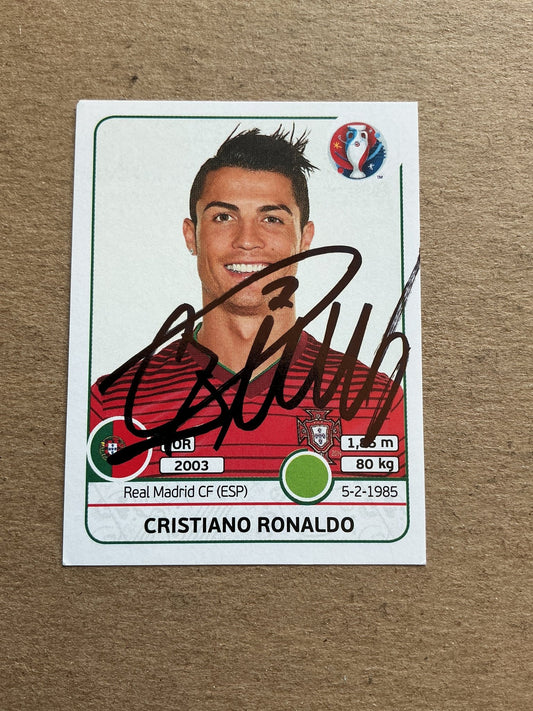 Cristiano Ronaldo, Portugal 🇵🇹 UEFA Euro 2016 Panini hand signed - Autographs-World