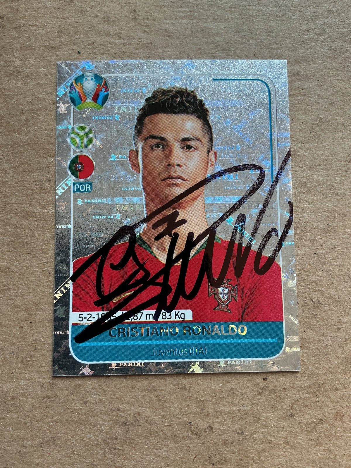Cristiano Ronaldo, Portugal 🇵🇹 UEFA Euro 2020 Panini hand signed - Autographs-World