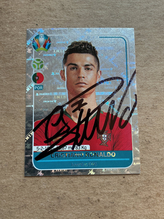 Cristiano Ronaldo, Portugal 🇵🇹 UEFA Euro 2020 Panini hand signed - Autographs-World