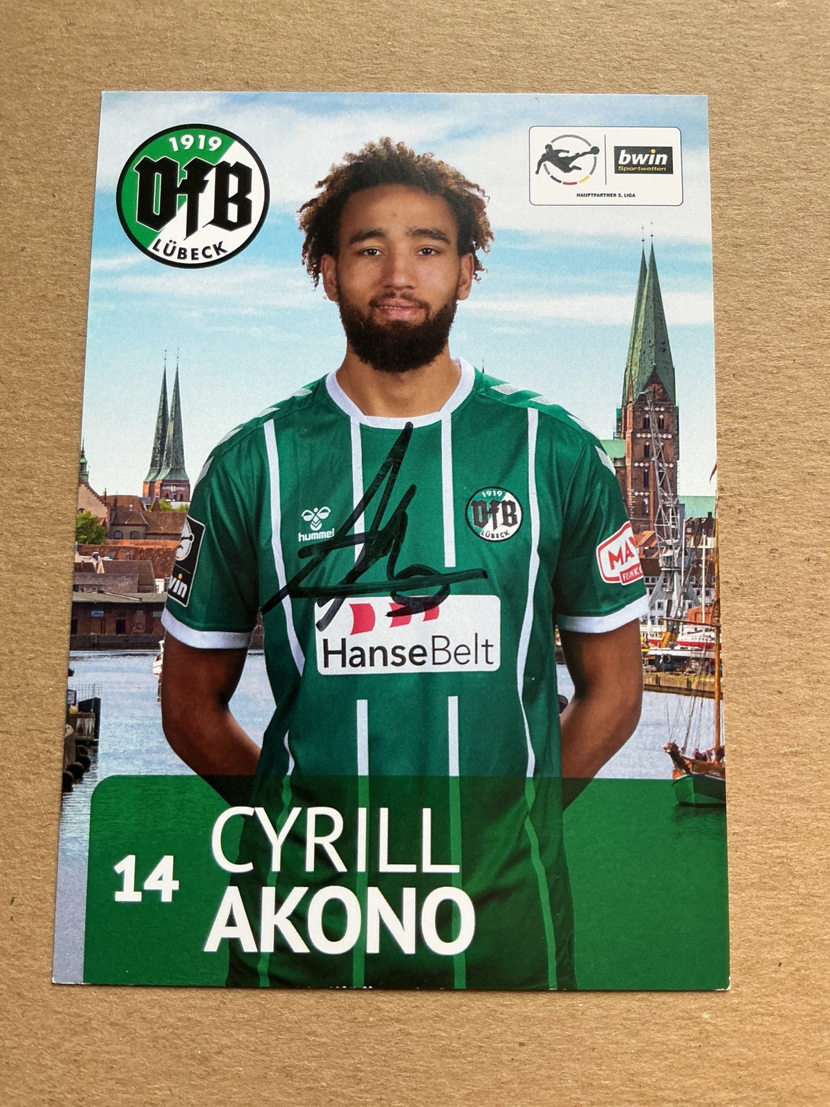 Cyrill Akono, Germany 🇩🇪 VfB Lübeck 2020/21 hand signed - Autographs-World