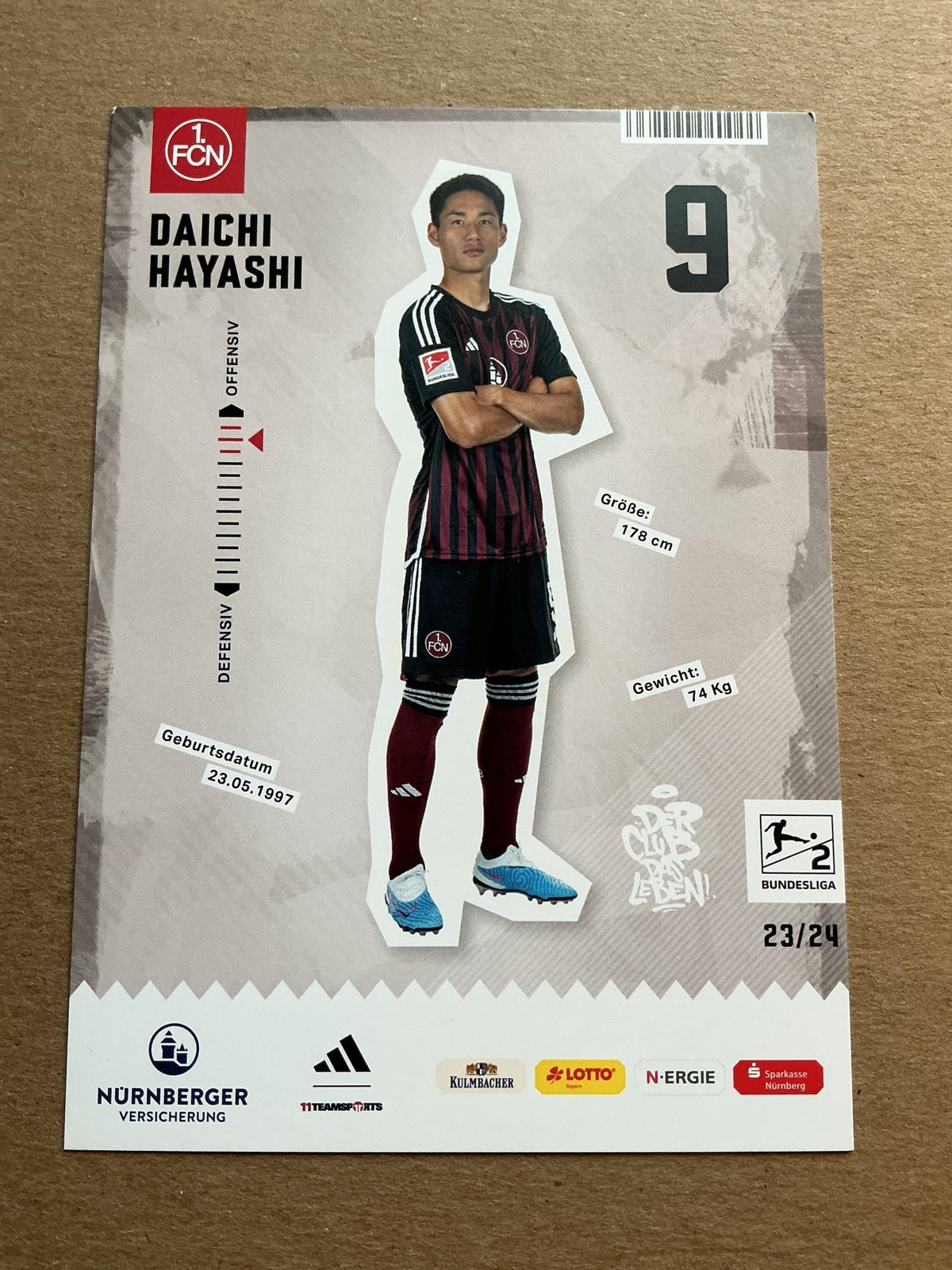 Daichi Hayashi, Japan 🇯🇵 1.FC Nürnberg 2023/24 hand signed - Autographs-World