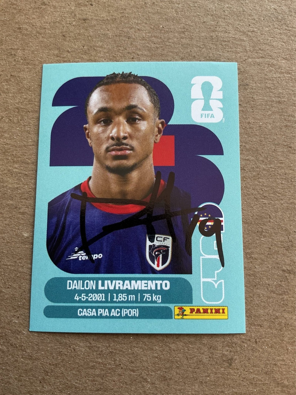 Dailon Livramento, Cape Verde 🇨🇻 FIFA World Cup 2026 Panini hand signed - Autographs-World