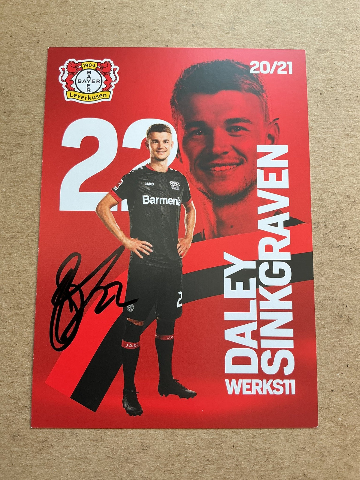 Daley Sinkgraven, Netherlands 🇳🇱 Bayer 04 Leverkusen 2020/21 hand signed - Autographs-World