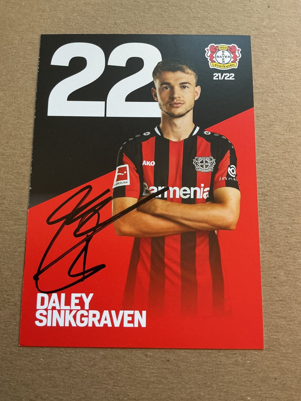 Daley Sinkgraven, Netherlands 🇳🇱 Bayer 04 Leverkusen 2021/22 hand signed - Autographs-World