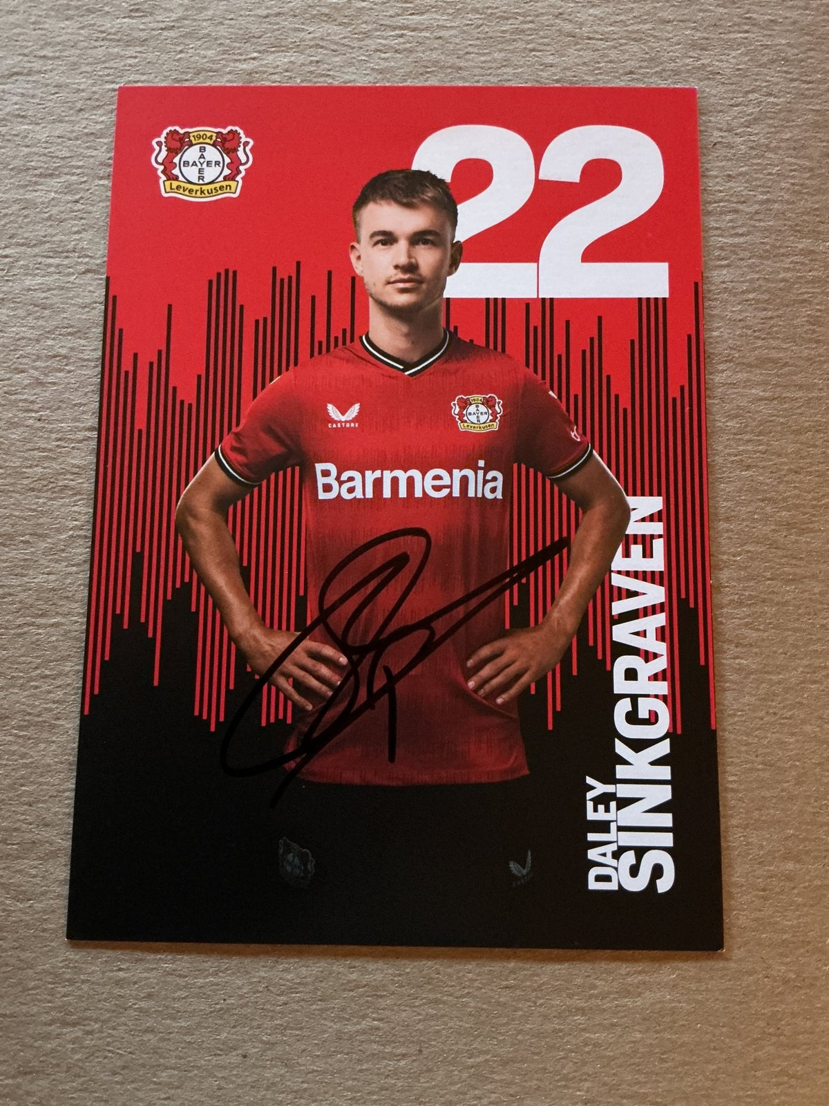 Daley Sinkgraven, Netherlands 🇳🇱 Bayer 04 Leverkusen 2022/23 hand signed - Autographs-World
