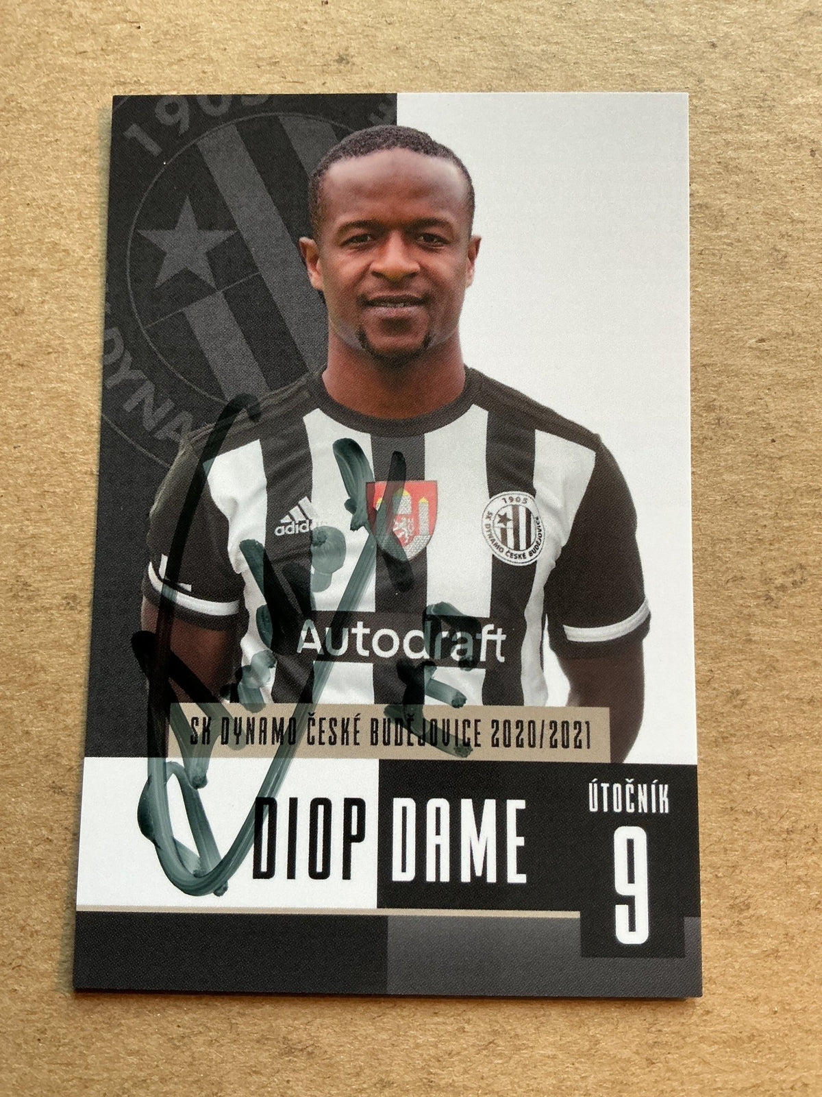 Dame Diop, Senegal 🇸🇳 SK Dynamo České Budějovice 2020/21 hand signed - Autographs-World