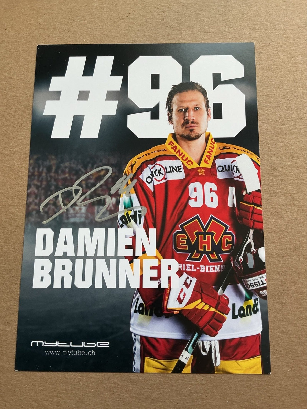 Damien Brunner, Switzerland 🇨🇭 EHC Biel-Bienne 2023/24 hand signed - Autographs-World