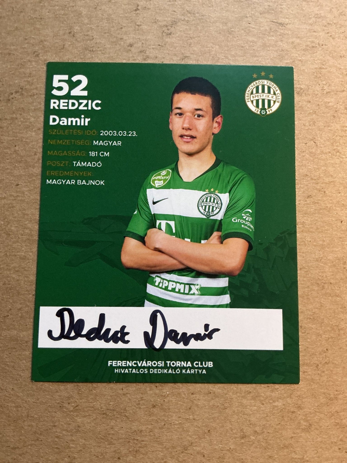 Damir Redžić, Hungary 🇭🇺 Ferencvaros TC 2021/22 hand signed - Autographs-World
