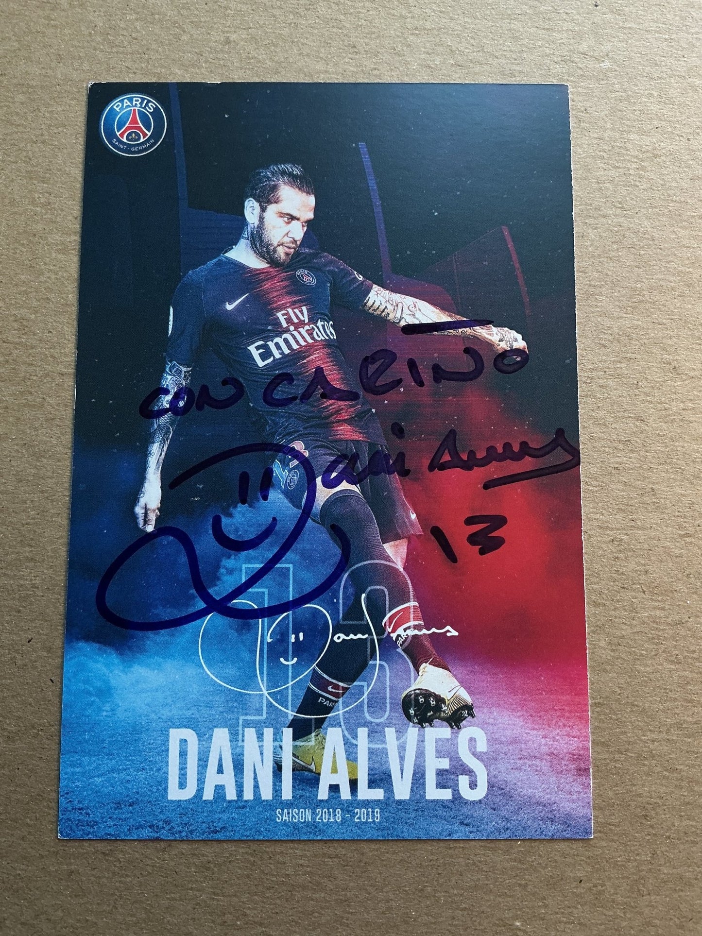 Dani Alves, Brazil 🇧🇷 Paris Saint-Germain 2018/19 hand signed - Autographs-World