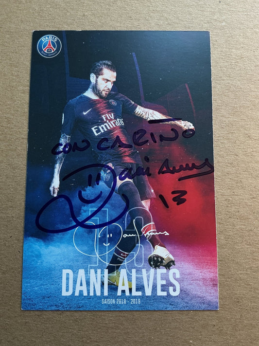 Dani Alves, Brazil 🇧🇷 Paris Saint-Germain 2018/19 hand signed - Autographs-World
