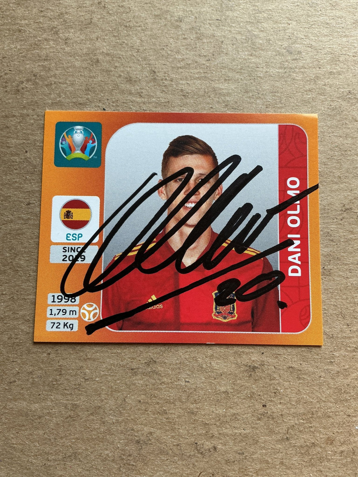 Dani Olmo, Spain 🇪🇸 UEFA Euro 2020 Panini hand signed - Autographs-World