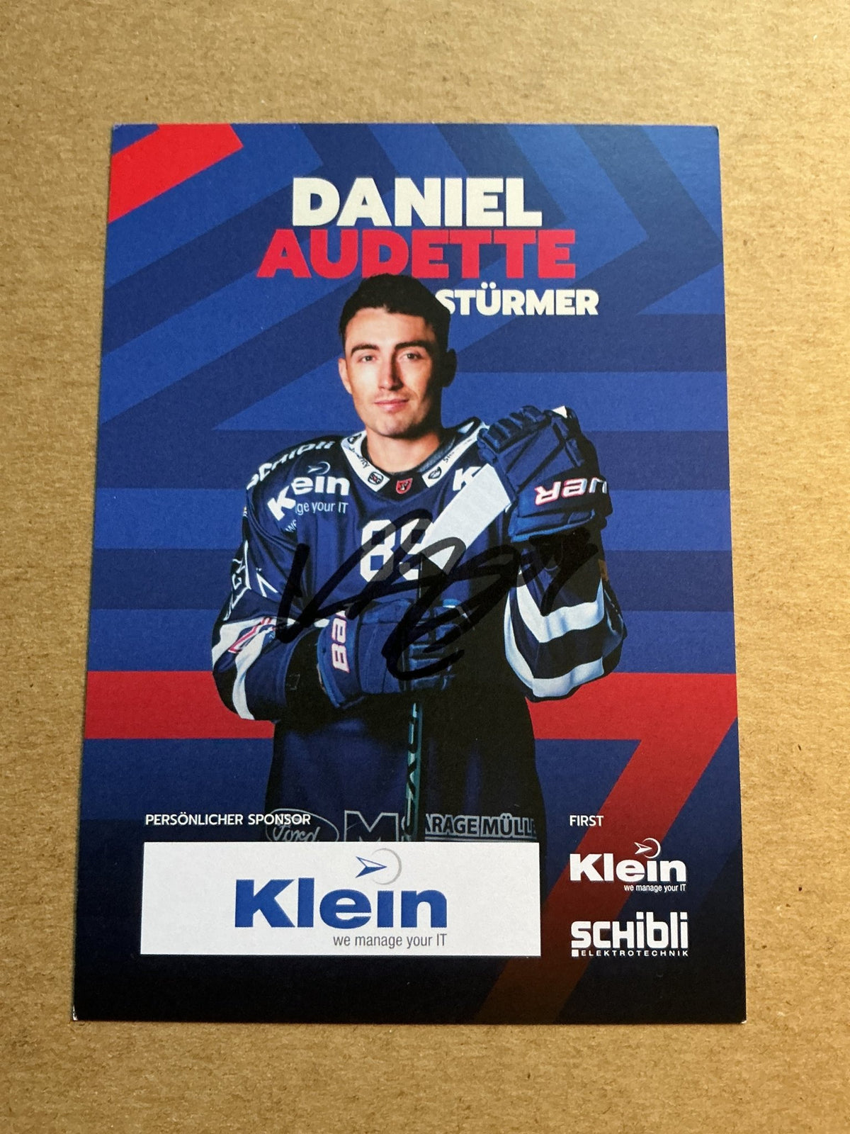 Daniel Audette, Canada 🇨🇦 EHC Kloten 2024/25 hand signed - Autographs-World