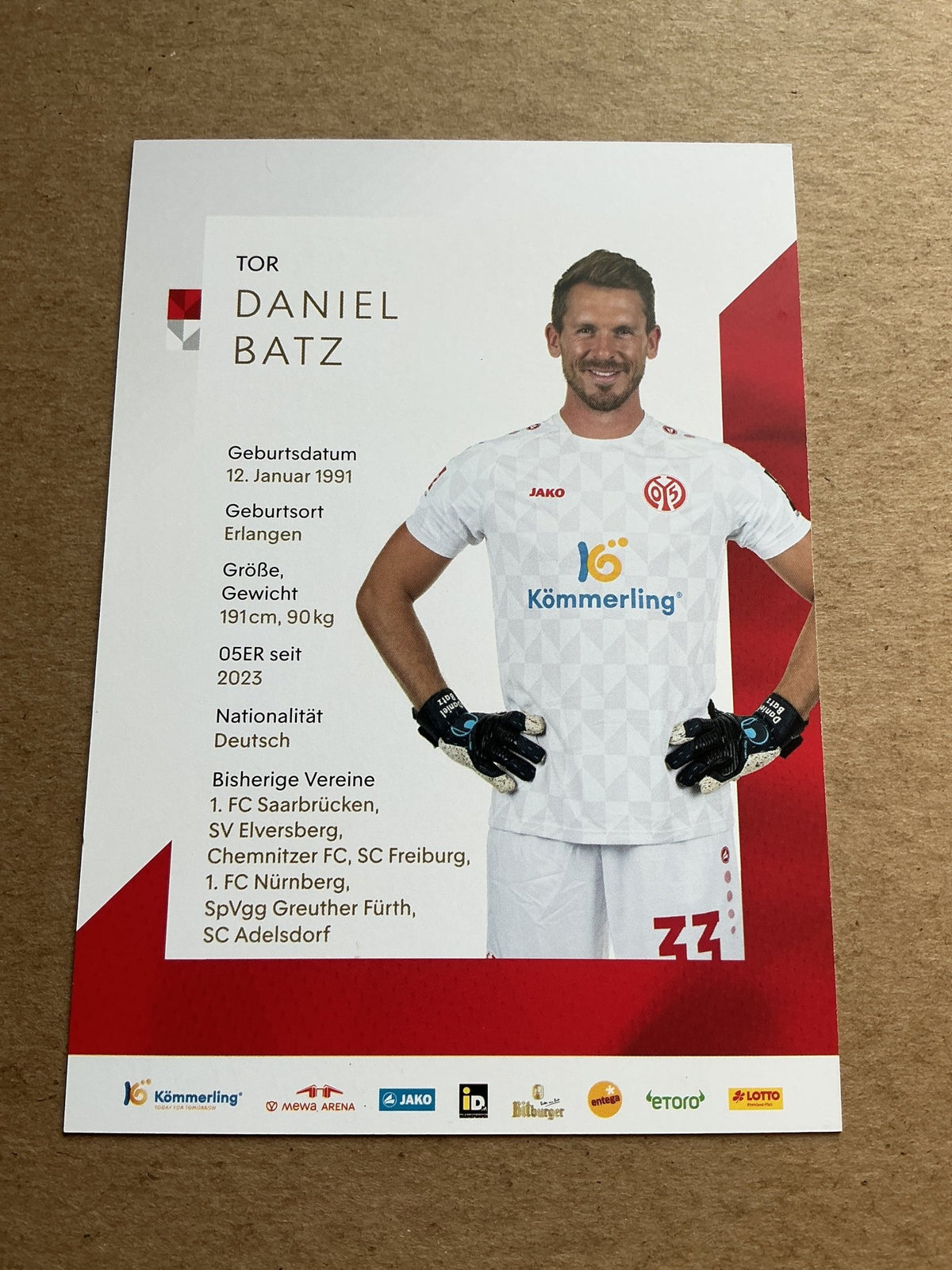 Daniel Batz, Germany 🇩🇪 FSV Mainz 05 2023/24 hand signed - Autographs-World