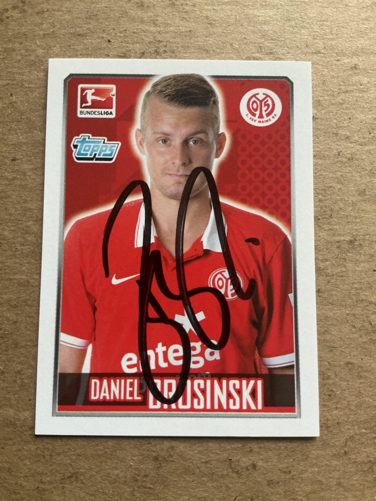 Daniel Brosinski, Germany 🇩🇪 FSV Mainz 05 2014/15 Topps hand signed - Autographs-World