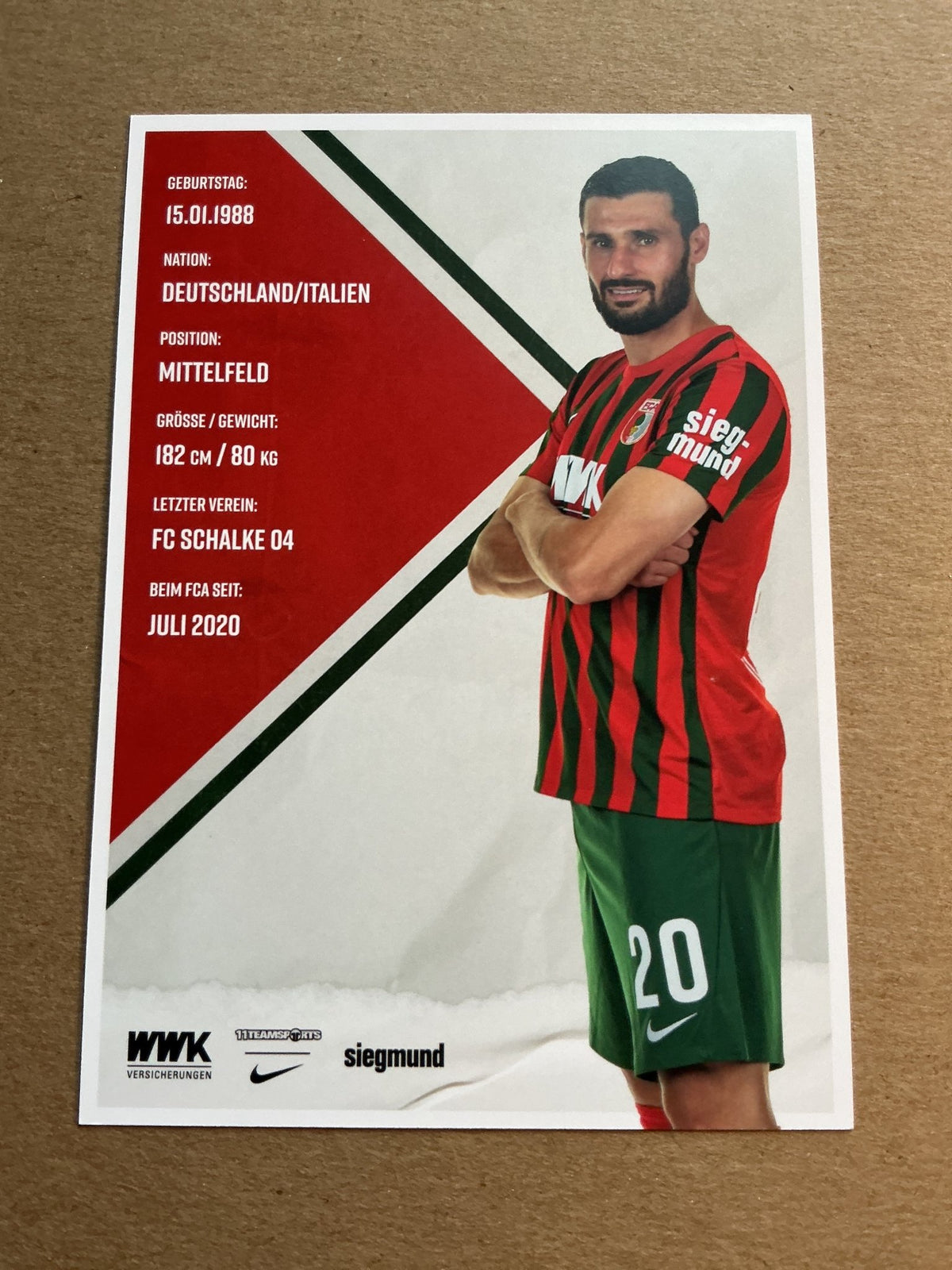 Daniel Caligiuri, Germany 🇩🇪 FC Augsburg 2021/22 hand signed - Autographs-World