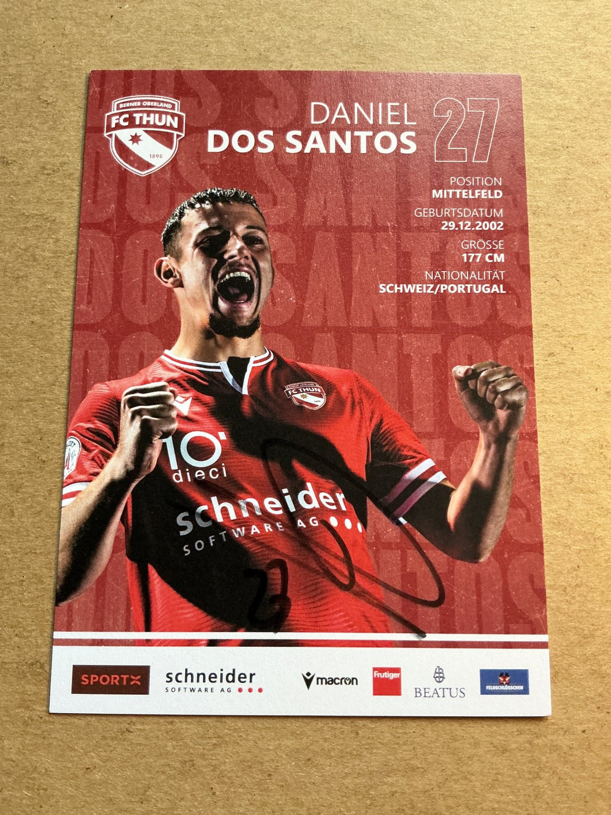 Daniel dos Santos, Portugal 🇵🇹 FC Thun 2023/24 hand signed - Autographs-World