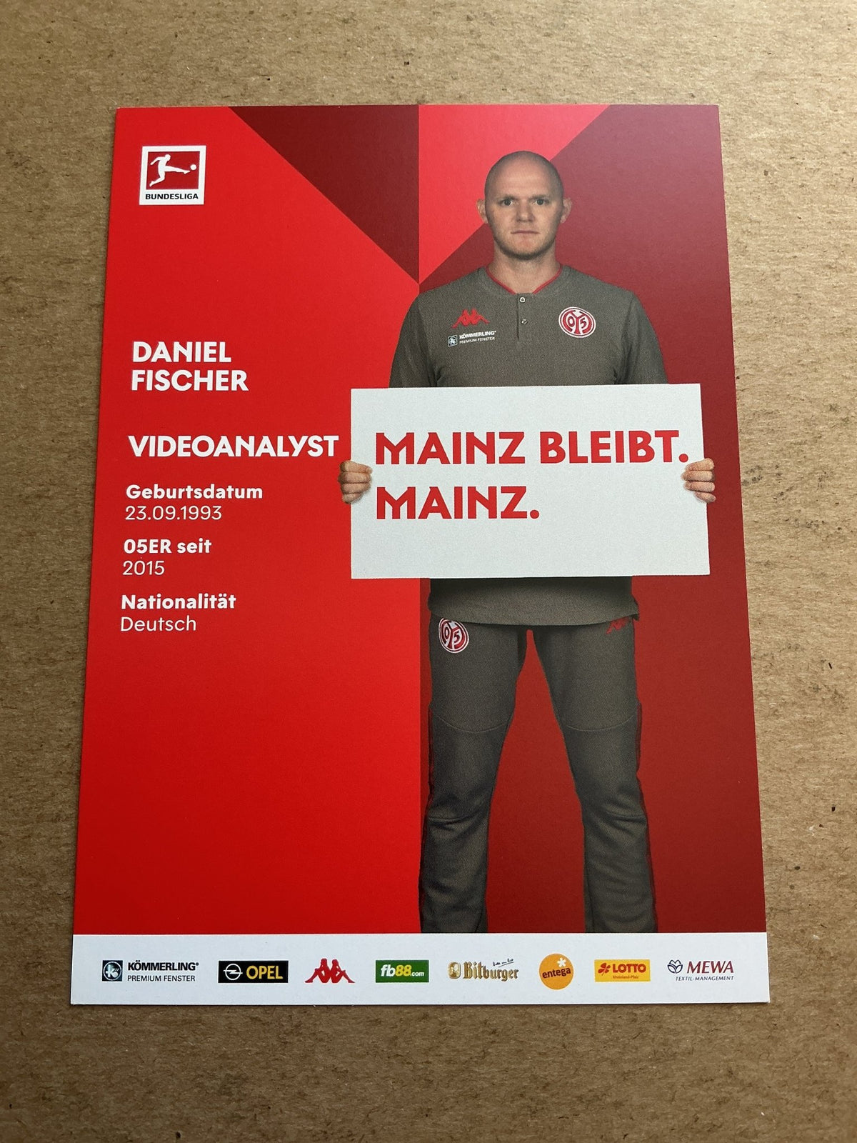 Daniel Fischer, Germany 🇩🇪 FSV Mainz 05 2020/21 hand signed - Autographs-World
