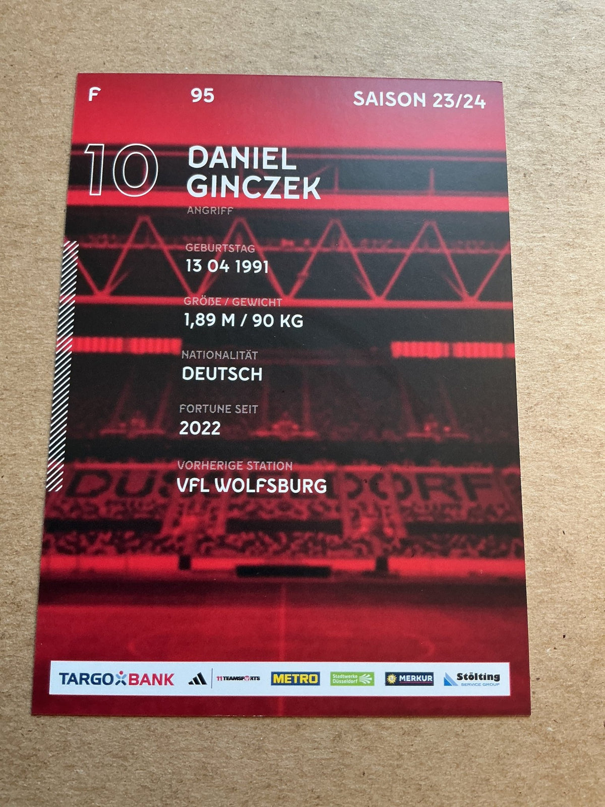 Daniel Ginczek, Germany 🇩🇪 Fortuna Düsseldorf 2023/24 hand signed - Autographs-World