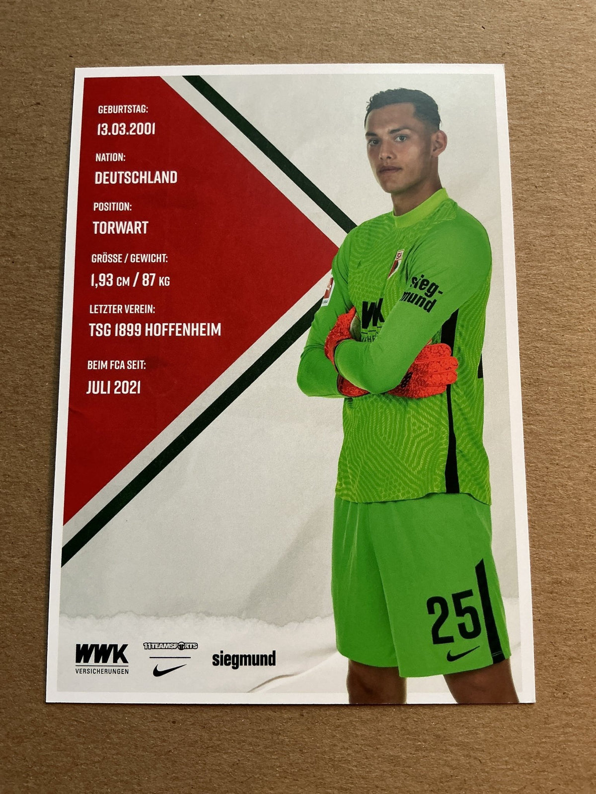 Daniel Klein, Germany 🇩🇪 FC Augsburg 2021/22 hand signed - Autographs-World