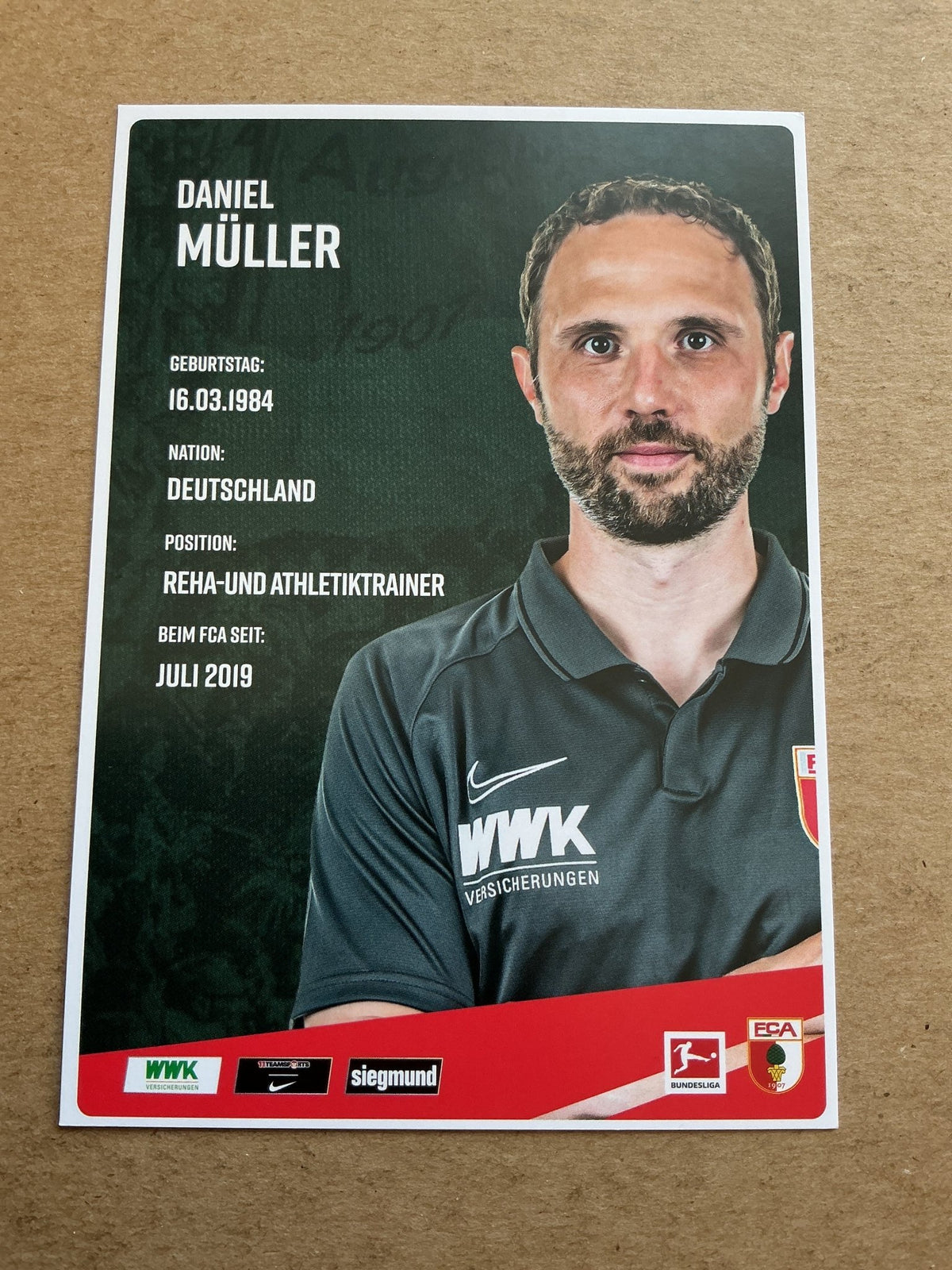 Daniel Müller, Germany 🇩🇪 FC Augsburg 2020/21 hand signed - Autographs-World