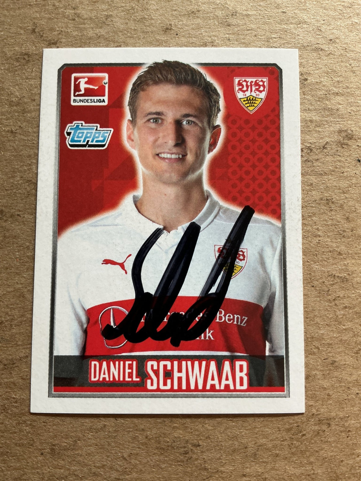 Daniel Schwaab, Germany 🇩🇪 VfB Stuttgart 2014/15 Topps hand signed - Autographs-World