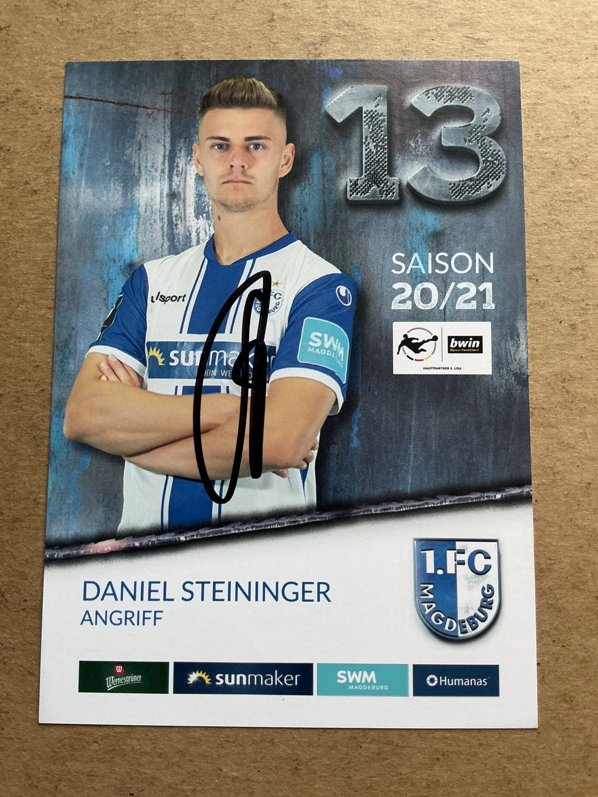 Daniel Steininger, Germany 🇩🇪 1.FC Magdeburg 2020/21 hand signed - Autographs-World
