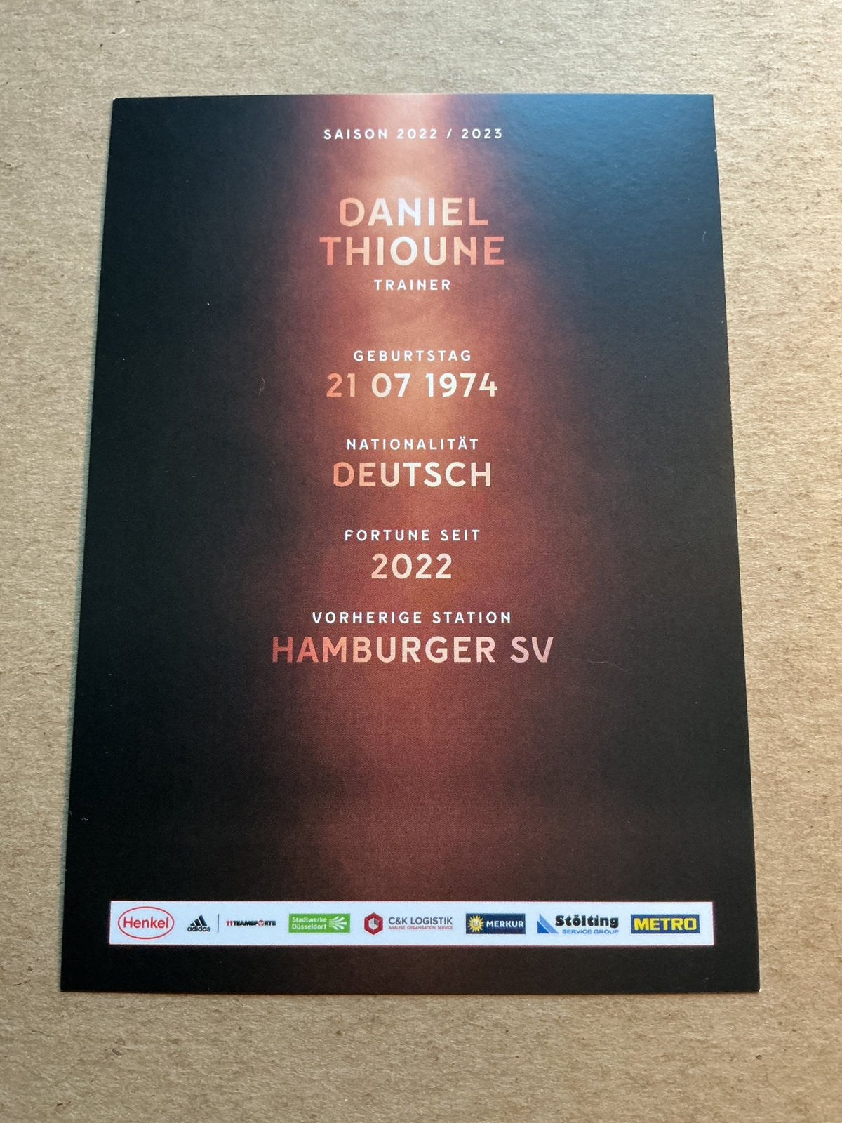 Daniel Thioune, Germany 🇩🇪 Fortuna Düsseldorf 2022/23 hand signed - Autographs-World