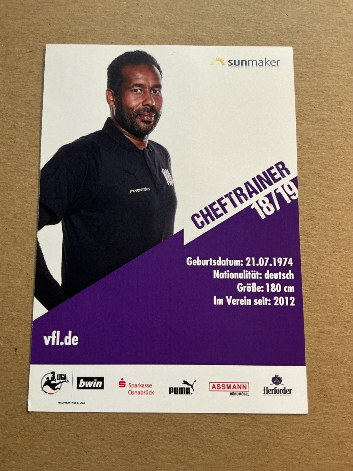 Daniel Thioune, Germany 🇩🇪 VfL Osnabrück 2018/19 hand signed - Autographs-World
