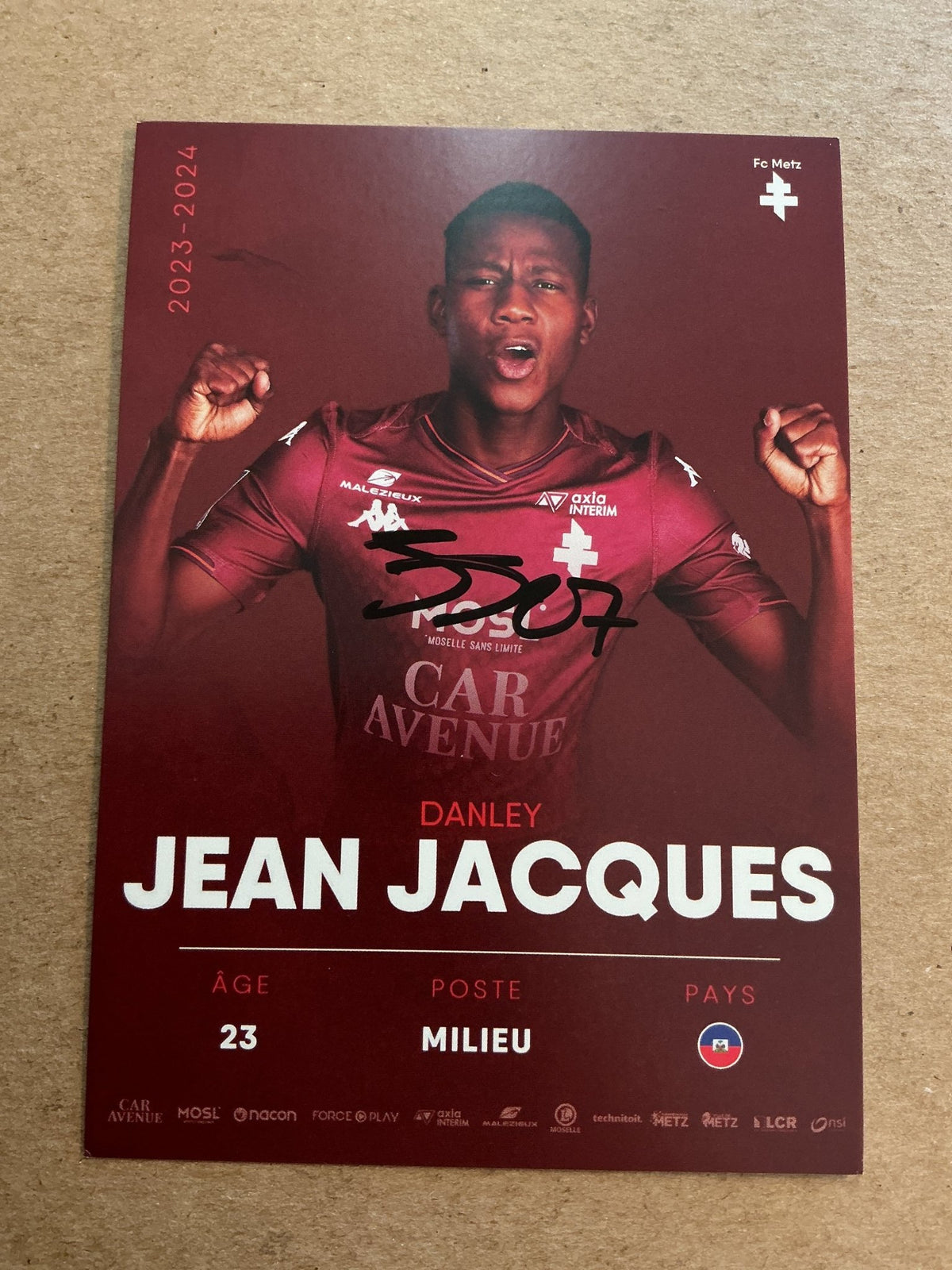 Danley Jean Jacques, Haiti 🇭🇹 FC Metz 2023/24 hand signed - Autographs-World