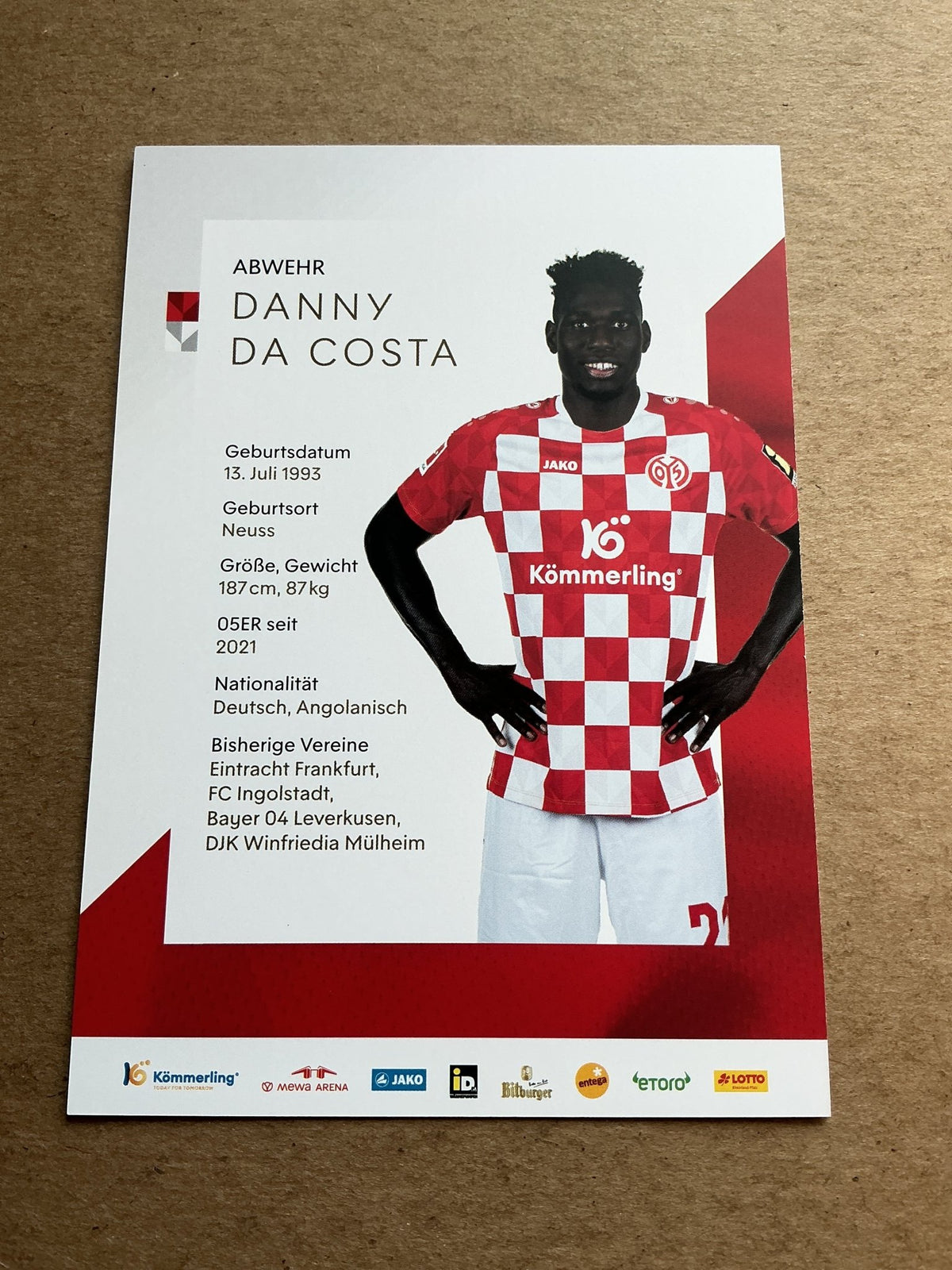 Danny da Costa, Germany 🇩🇪 FSV Mainz 05 2023/24 hand signed - Autographs-World