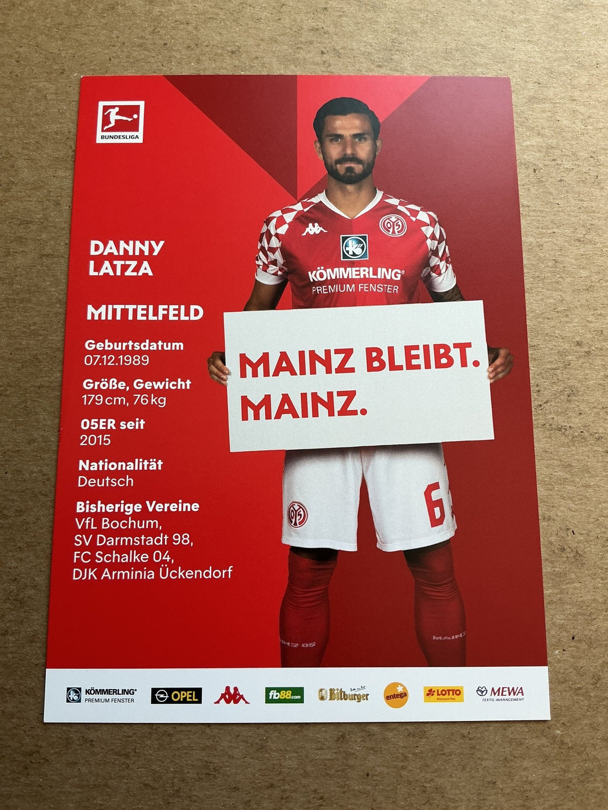 Danny Latza, Germany 🇩🇪 FSV Mainz 05 2020/21 hand signed - Autographs-World