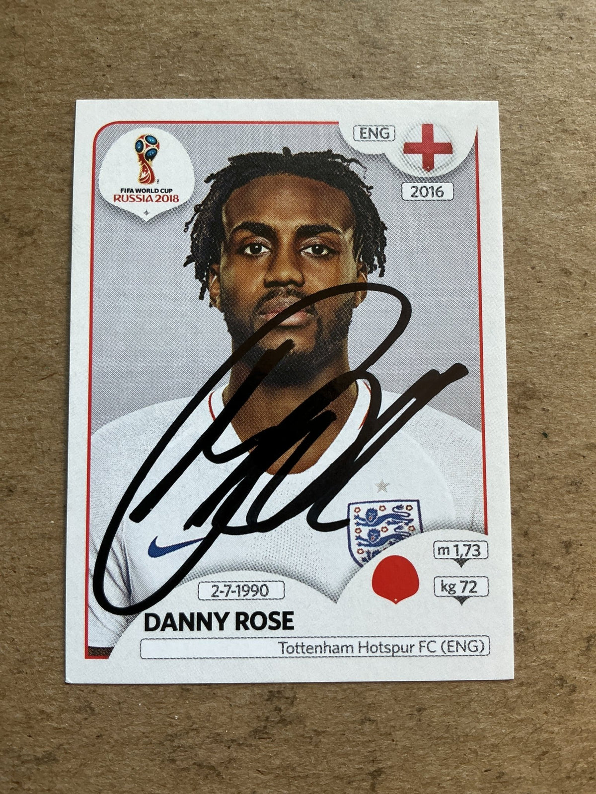 Danny Rose, England 🏴󠁧󠁢󠁥󠁮󠁧󠁿 FIFA World Cup 2018 Panini hand signed - Autographs-World