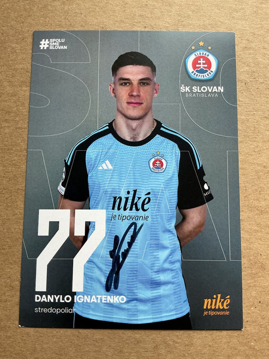 Danylo Ignatenko, Ukraine 🇺🇦 SK Slovan Bratislava 2024/25 hand signed - Autographs-World