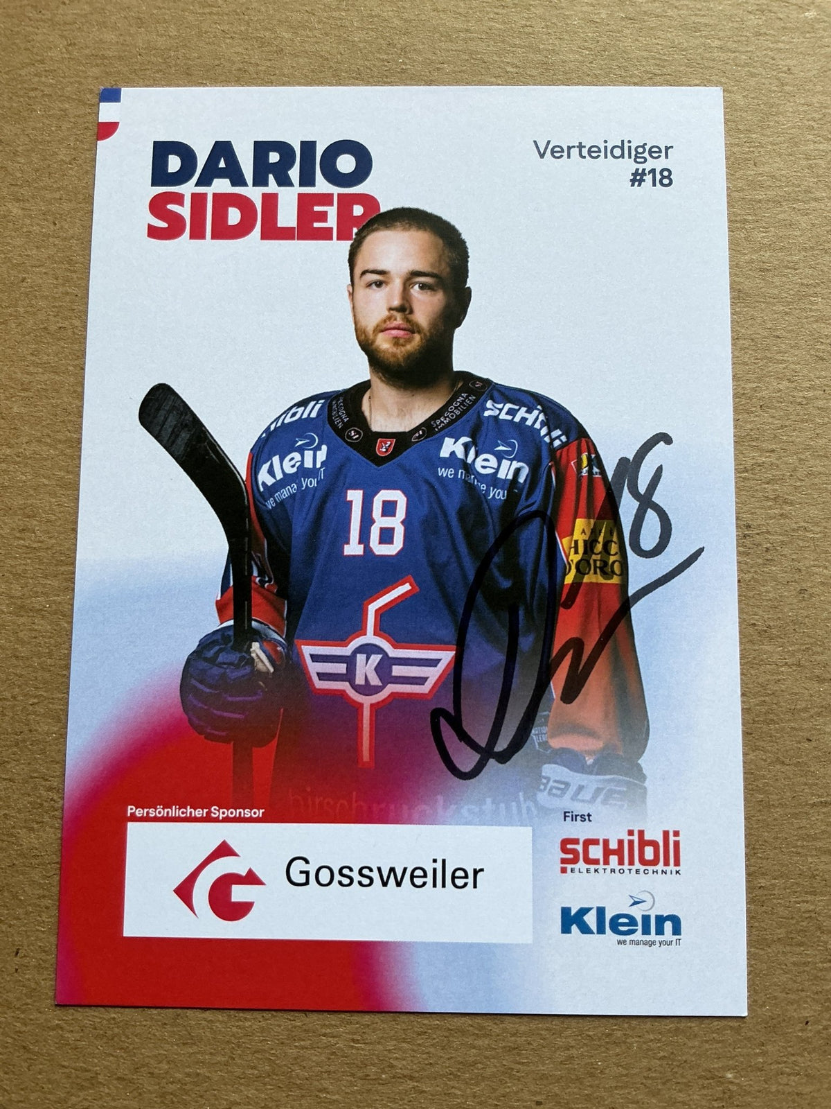 Dario Sidler, Switzerland 🇨🇭 EHC Kloten 2025/26 hand signed - Autographs-World