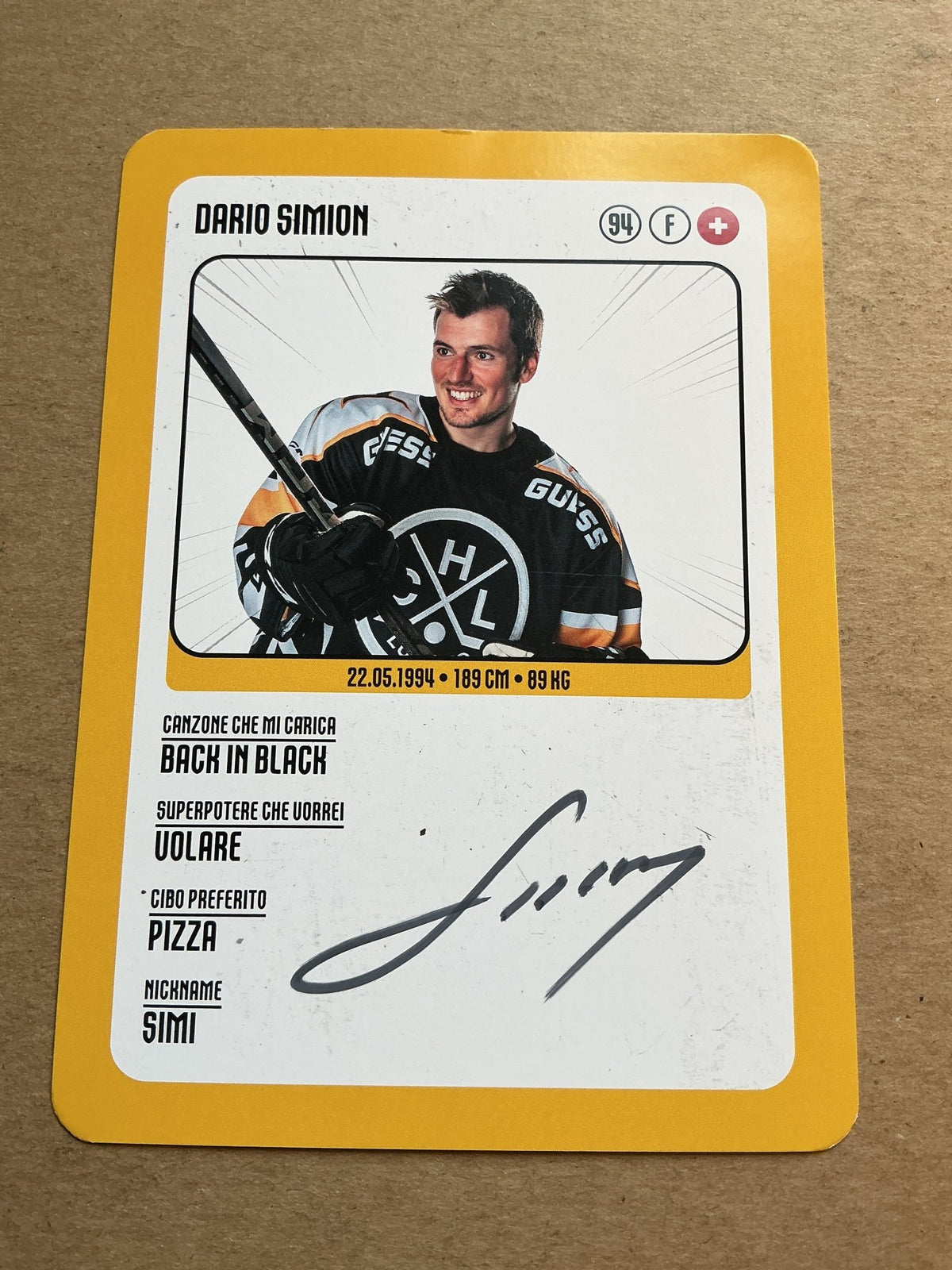 Dario Simion, Switzerland 🇨🇭 HC Lugano 2025/26 hand signed - Autographs-World