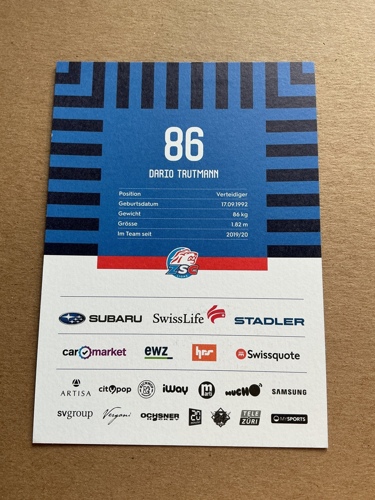 Dario Trutmann, Switzerland 🇨🇭 ZSC Lions 2024/25 hand signed - Autographs-World
