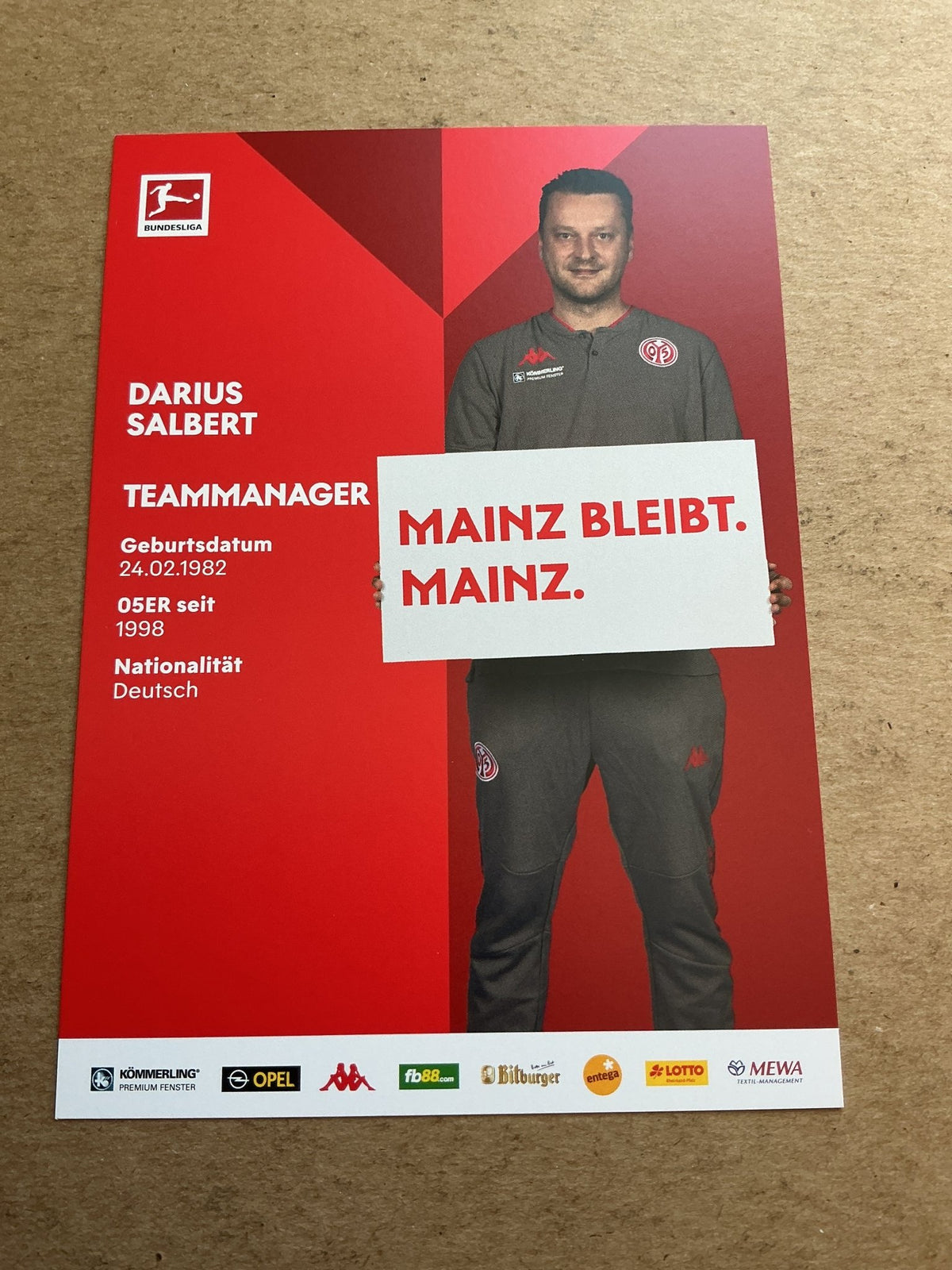 Darius Salbert, Germany 🇩🇪 FSV Mainz 05 2020/21 hand signed - Autographs-World