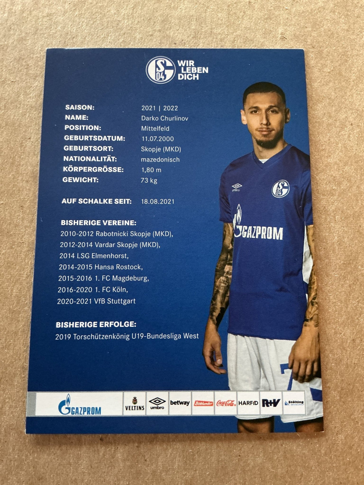 Darko Churlinov, North Macedonia 🇲🇰 FC Schalke 04 2021/22 hand signed - Autographs-World