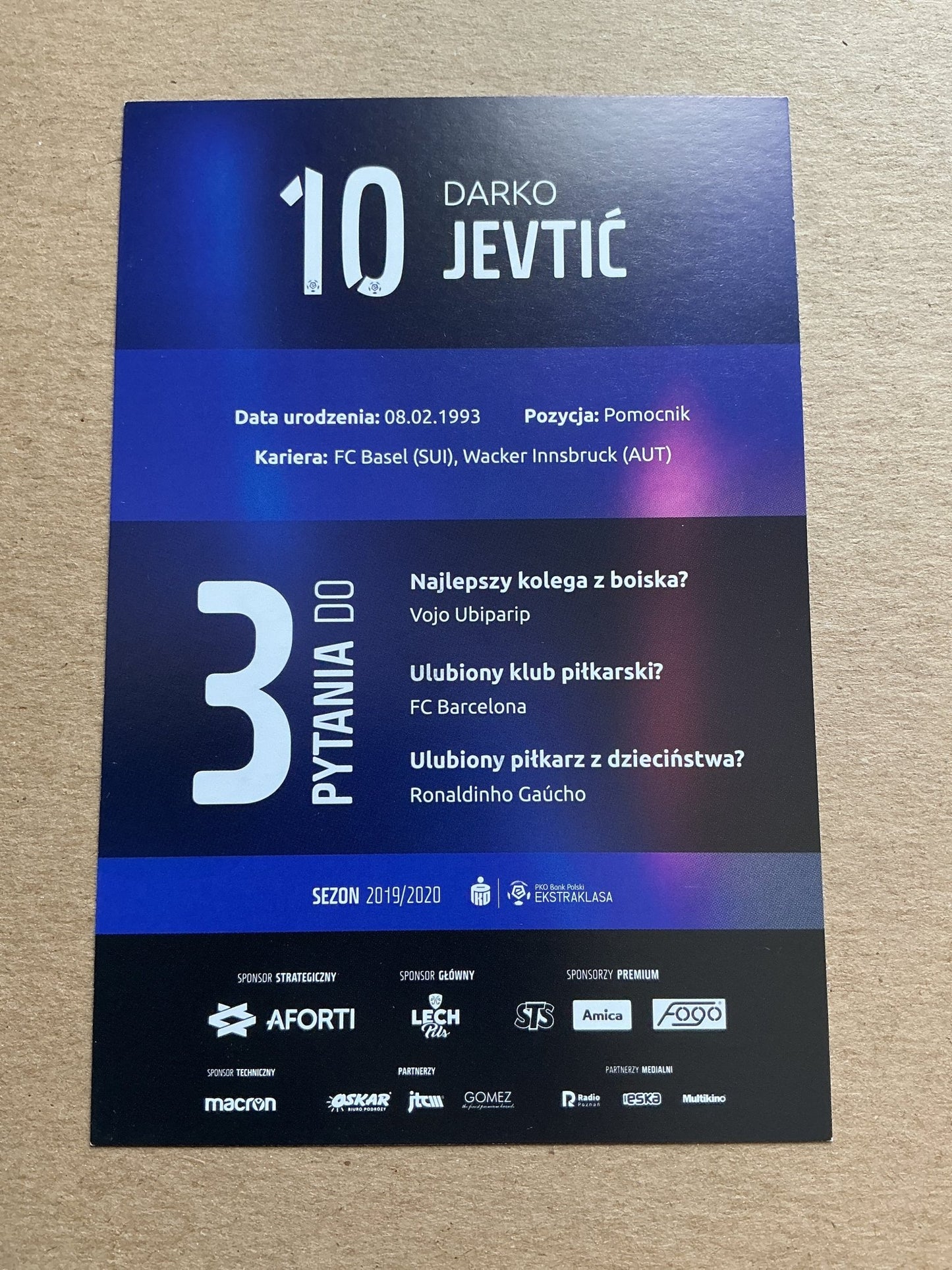 Darko Jevtić, Serbia 🇷🇸 Lech Poznań 2019/20 hand signed - Autographs-World