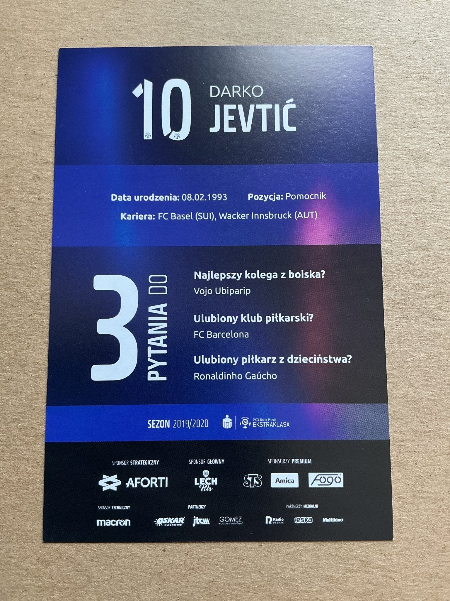 Darko Jevtić, Serbia 🇷🇸 Lech Poznań 2019/20 hand signed - Autographs-World