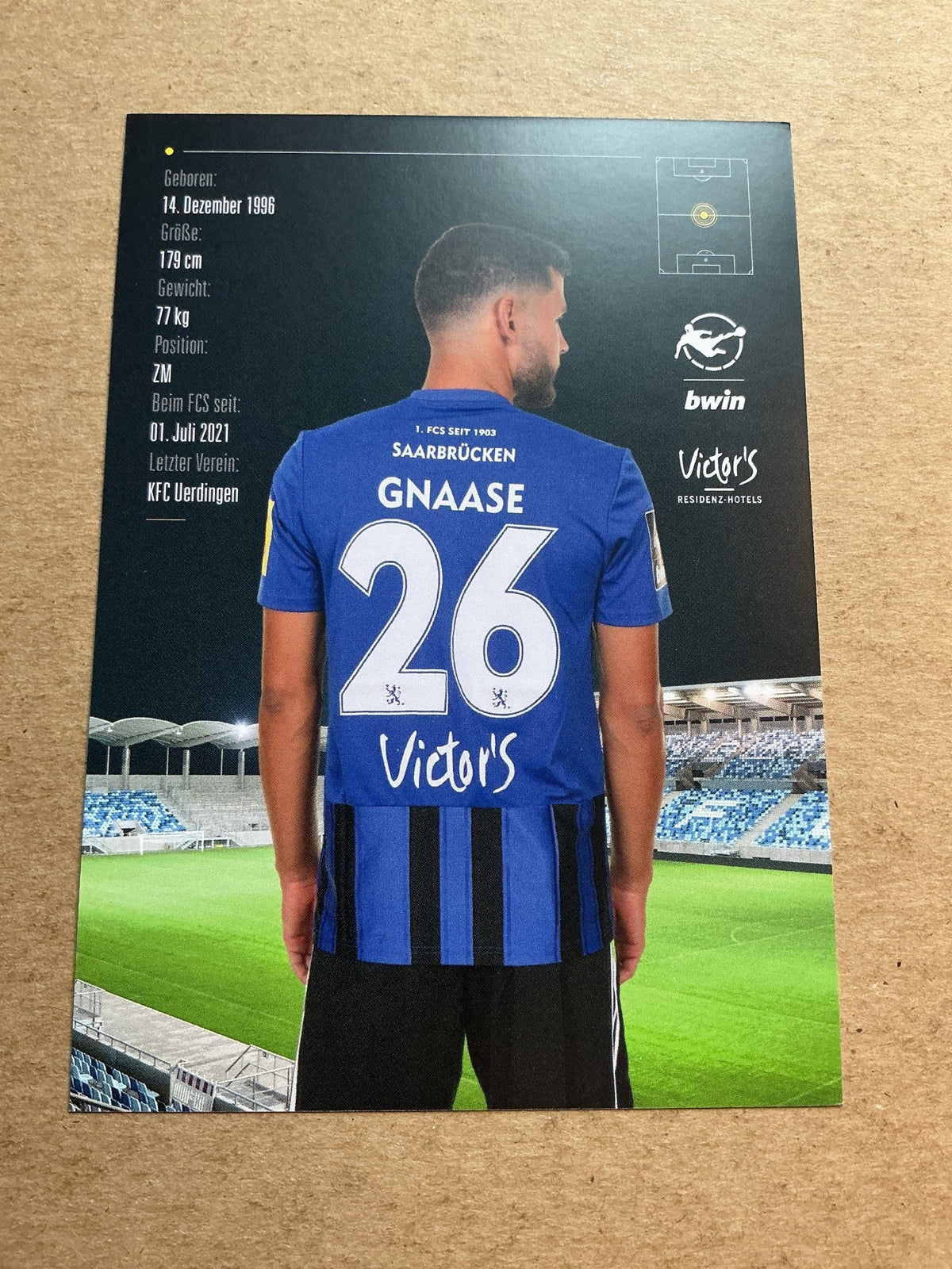 Dave Gnaase, Germany 🇩🇪 1.FC Saarbrücken 2021/22 hand signed - Autographs-World