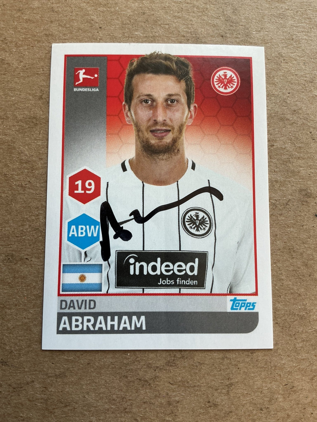 David Abraham, Argentina 🇦🇷 Eintracht Frankfurt 2017/18 Topps hand signed - Autographs-World